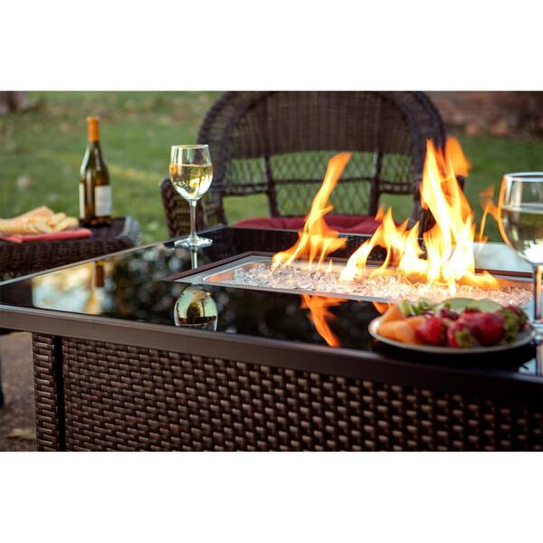 40,000 BTU Brown/Black Rectangular Metal LP Gas Outdoor Fire Pit Table