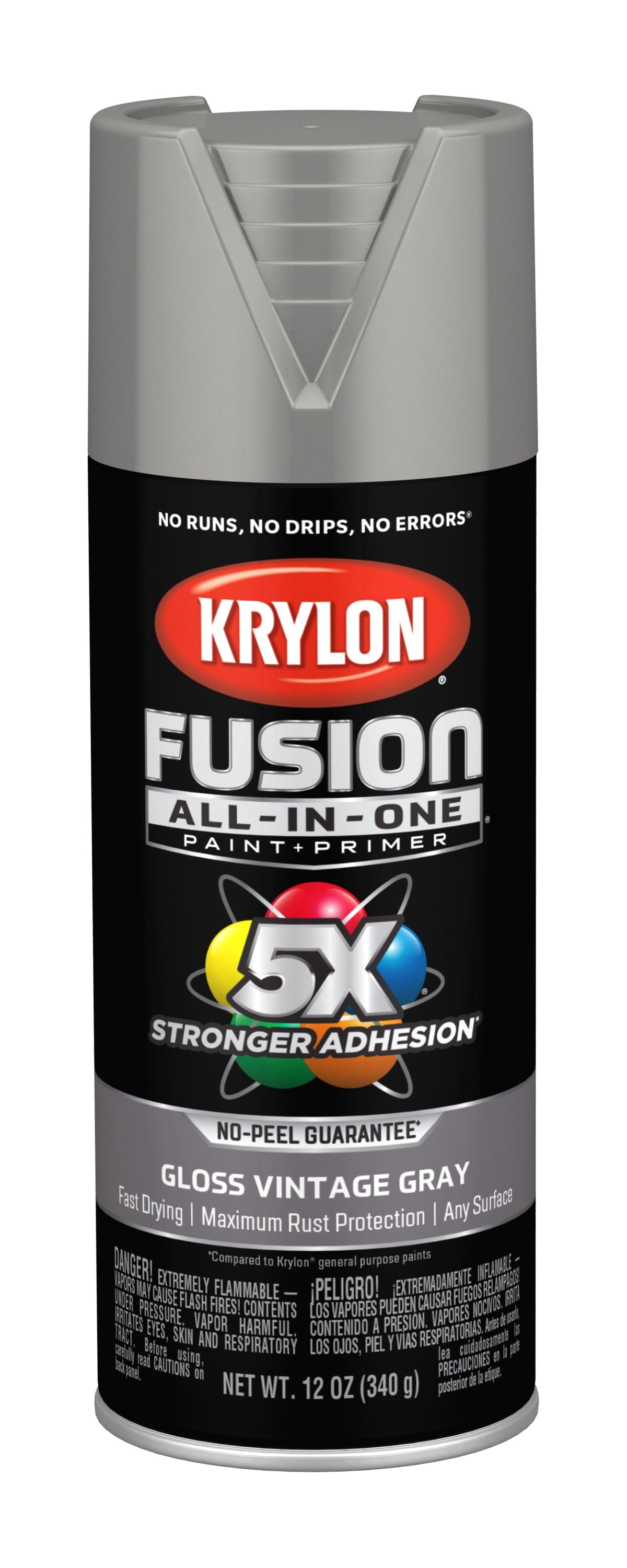 Krylon Fusion All-In-One Spray Paint, Gloss, Vintage Gray, 12 oz.