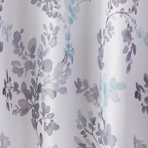 Greenhouse Leaves 72 in. Aqua Shower Curtain