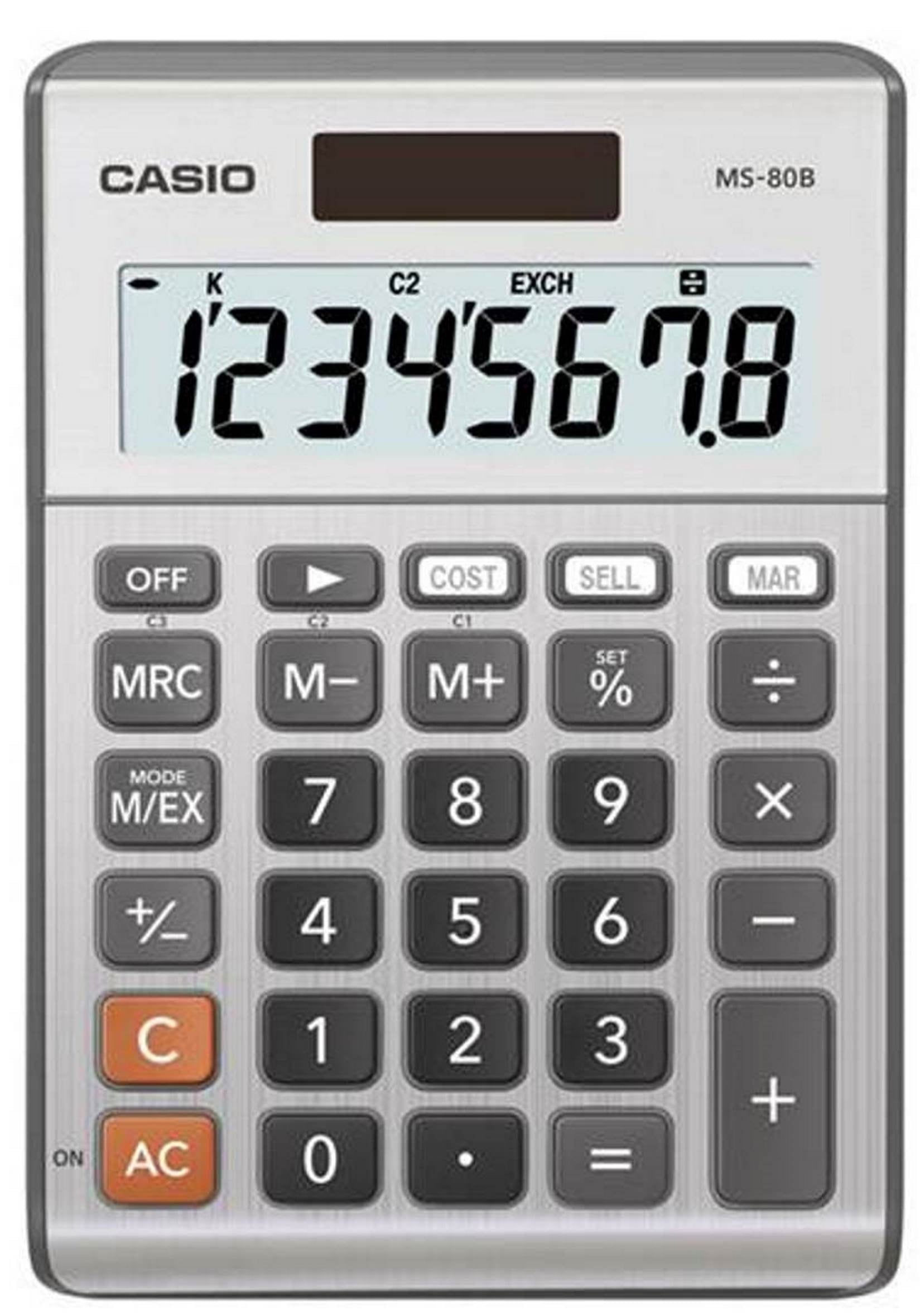 Casio MS-80BM 8 Digit Desktop Calculator, Cost/Sell/Margin, Brushed Nickel