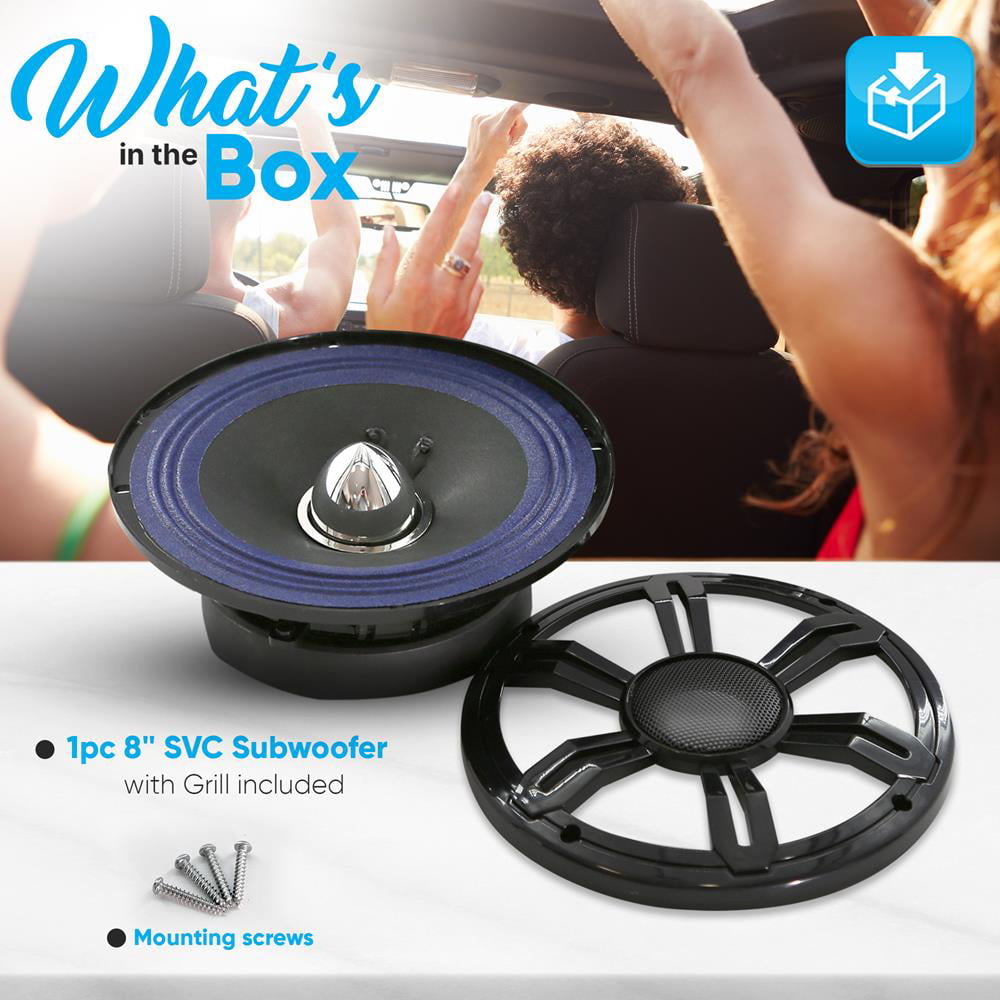 PyleUsa 8'' Single Voice Coil Car Subwoofer - 250 Watts at 4-Ohm Car Audio Powered Subwoofer