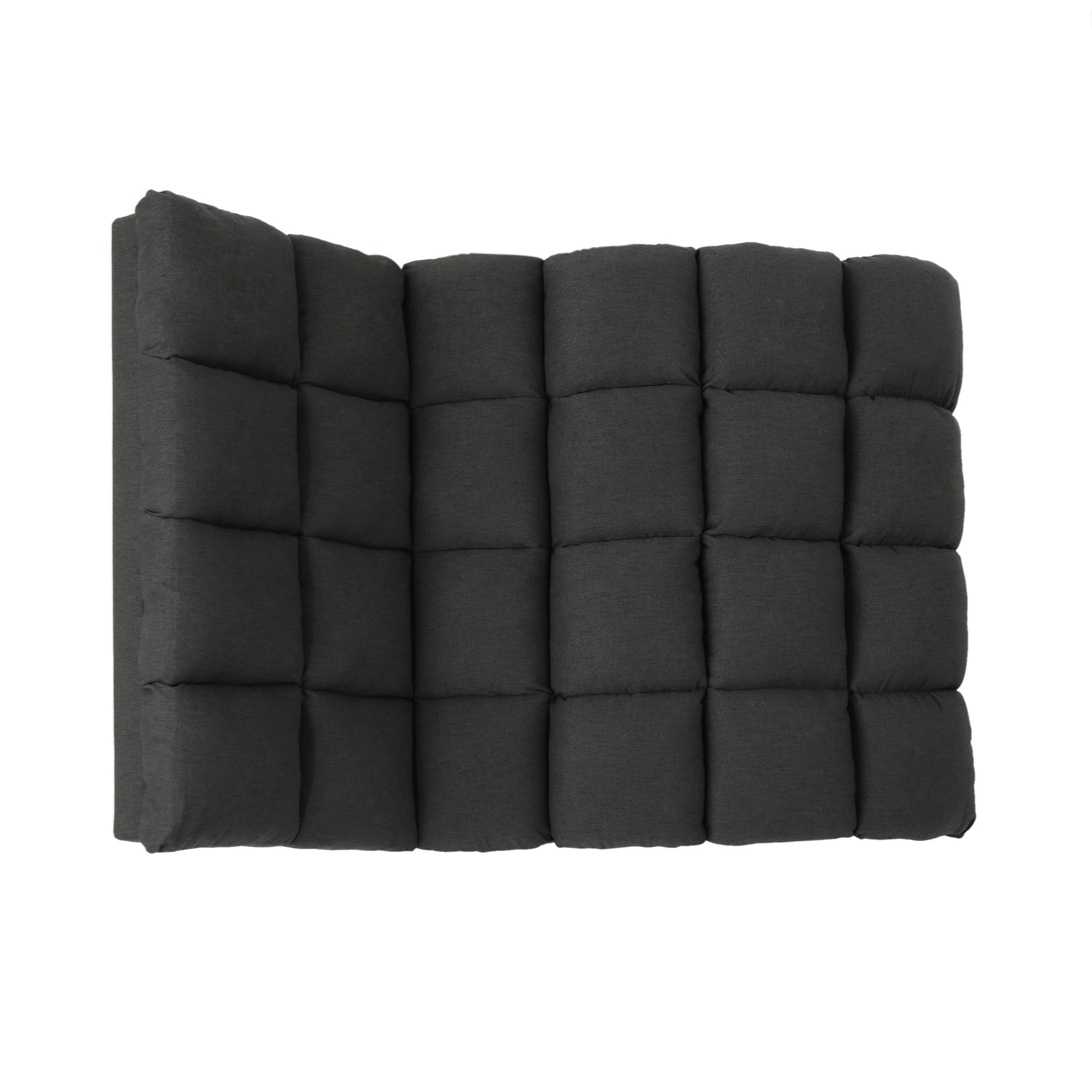 Olympia Traditional Tufted Fabric Double Chaise, Dark Grey