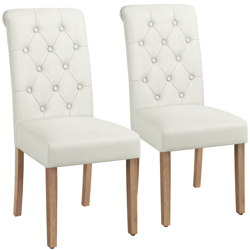 Yaheetech 2pcs Classic Fabric Upholstered Dining Chair, Beige