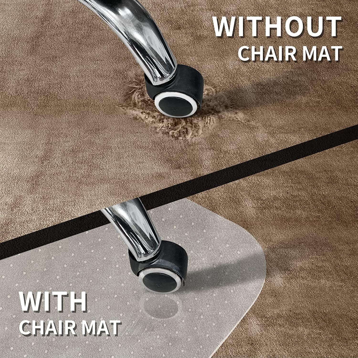 FreeLung Chair Mat for Carpeted Floor 48''×36'' ft Clear PVC Protector Floor Mat with Lip