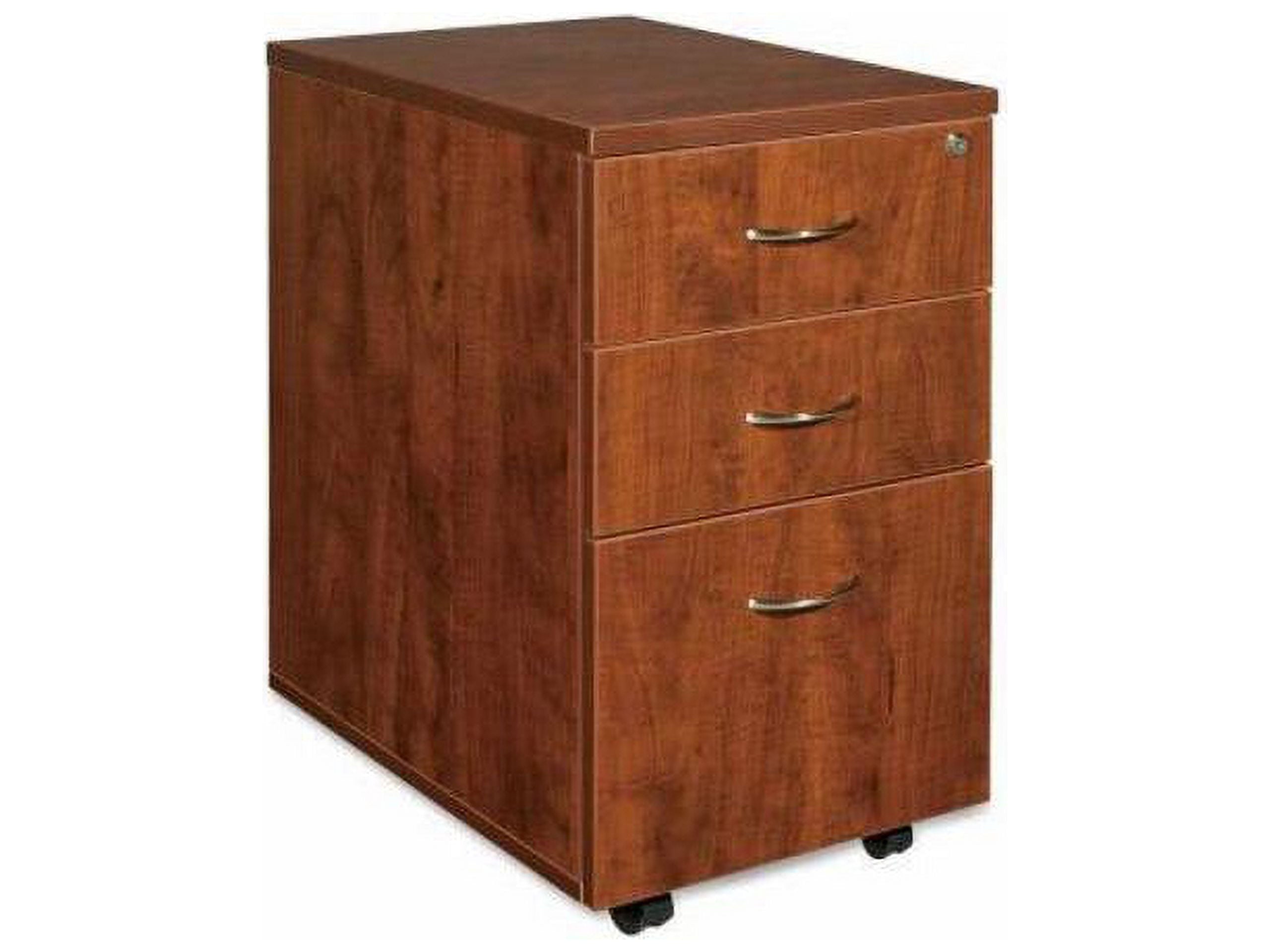 3 Drawers Vertical Wood Composite Lockable Filing Cabinet, Cherry