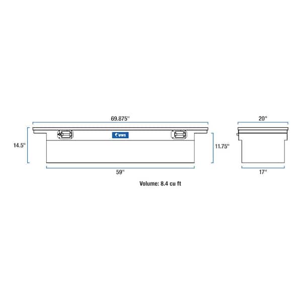 69 in. Matte Black Aluminum Low Profile Crossbed Truck Tool Box