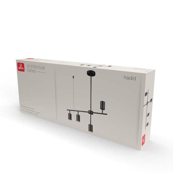 2.3 ft. Matte Black Adjustable Height Hard Wired Track Lighting Kit with Pivoting Shades, Step Heads