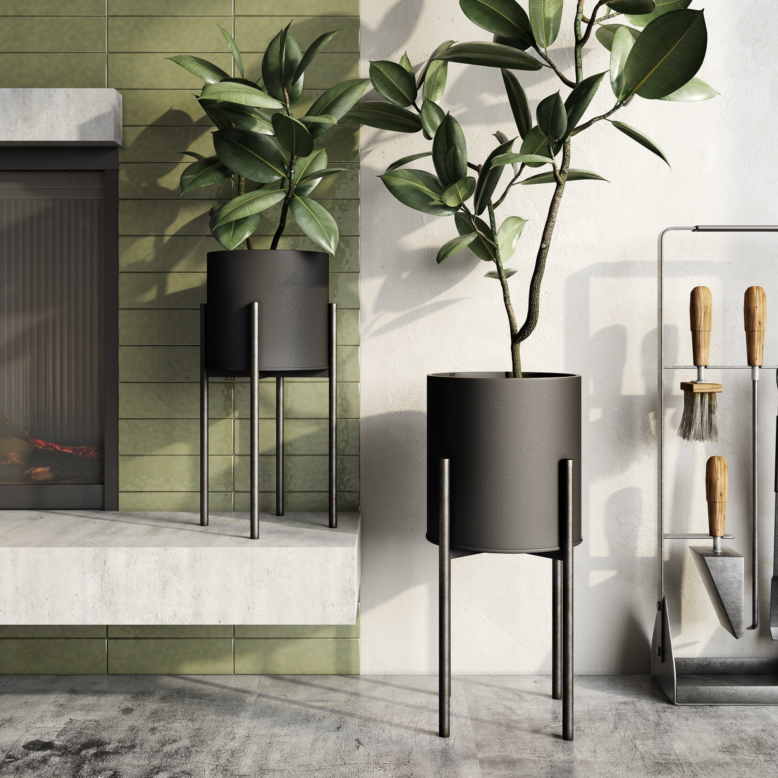 Jaxon Modern Black Planters (Set of 2)