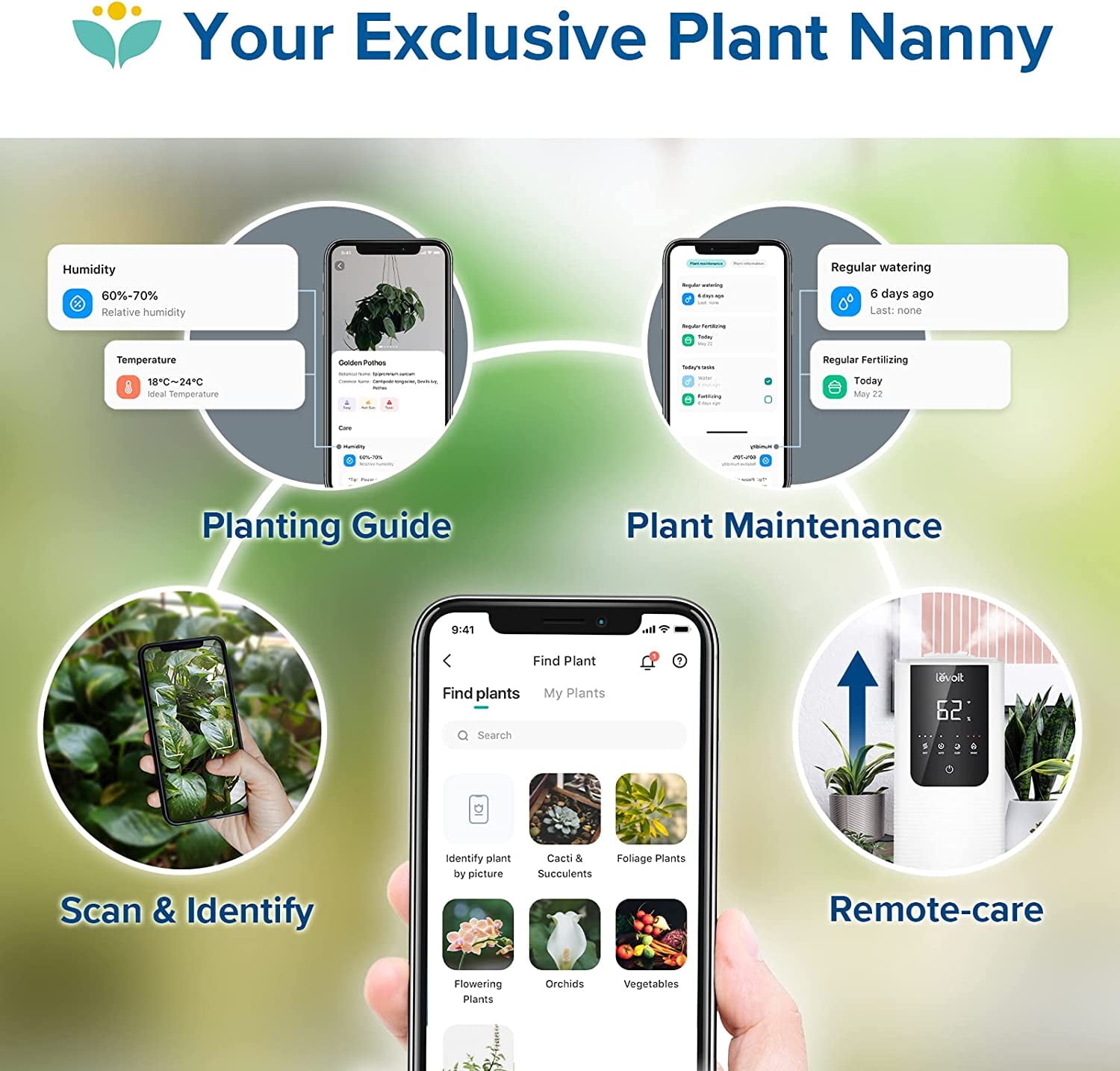 Levoit Smart Cool and Warm Mist Top Fill Humidifier with Aromatherapy, 4.5L, OasisMist LV450S, Wood