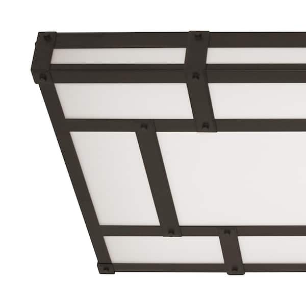 18.5 in. Linear 1-Light Natural Iron Dimmable LED Flush Mount