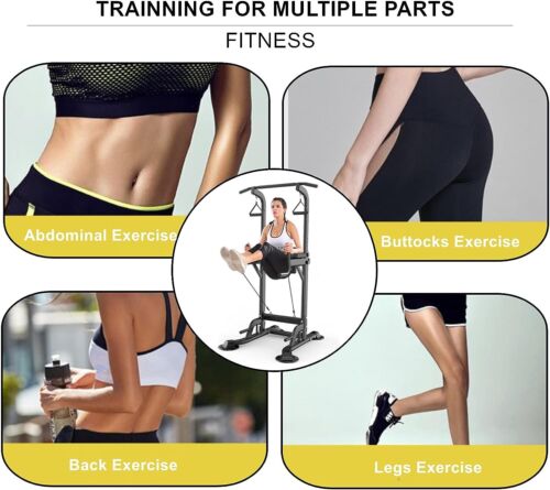 Power Tower Dip Station Pull Up Bar Exercise Tower Adjustable Pull Up Station