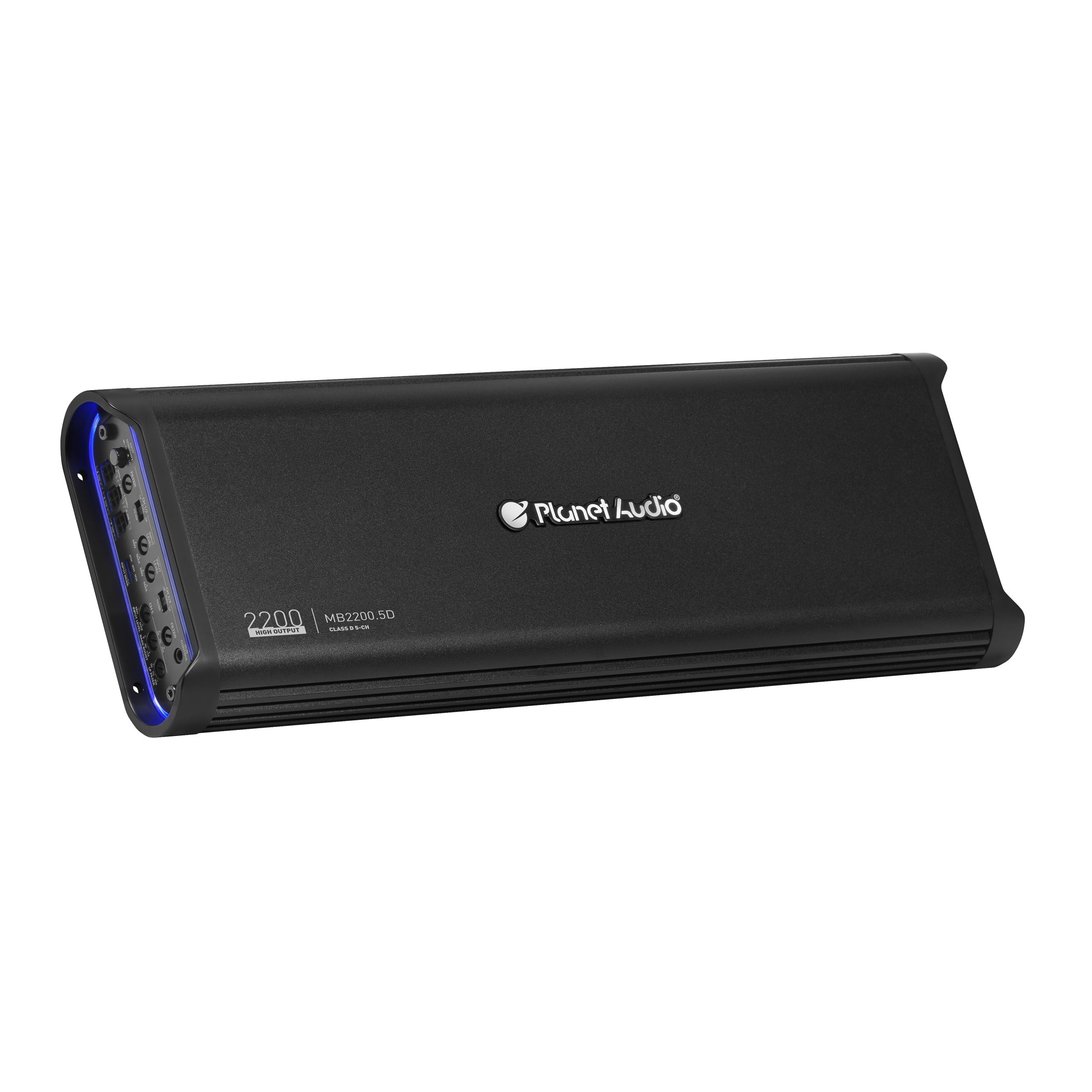 Planet Audio MB2200.5D Mini Bang Series Car Audio Amplifier - 2200 High Output, 5 Channel, Class D, 2 Ohm, Low/High Level Inputs, Low/High Pass Crossover, Full Range, Hook Up To Stereo and Subwoofer