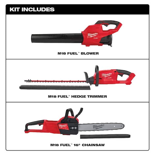 M18 FUEL 18V Cordless Lithium Ion Blower/Chainsaw/Hedge Trimmer Combo Kit (3-Tool)