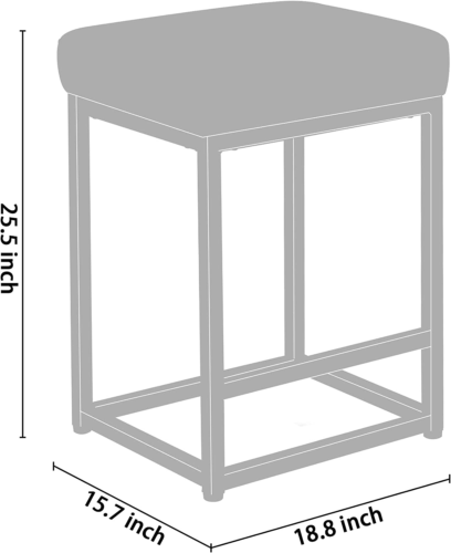 24" Bar Stool Counter Height Bar Stools with Footrest Faux Leather Backless Kitc
