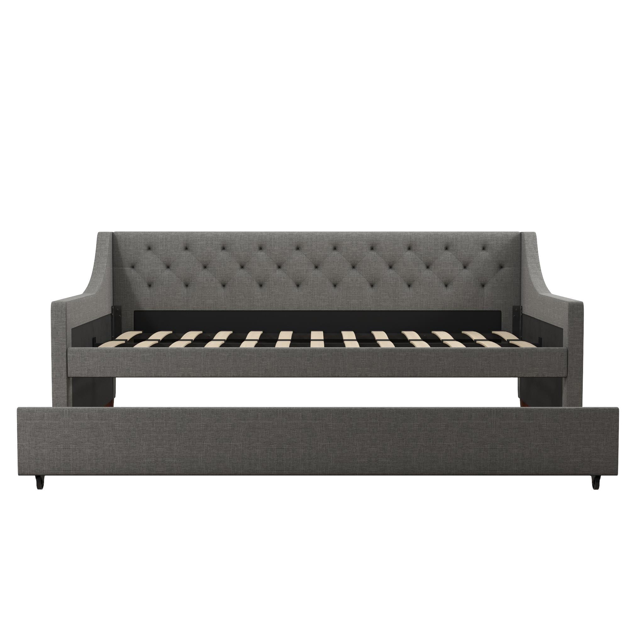 Novogratz Her Majesty Daybed and Trundle, Grey Linen