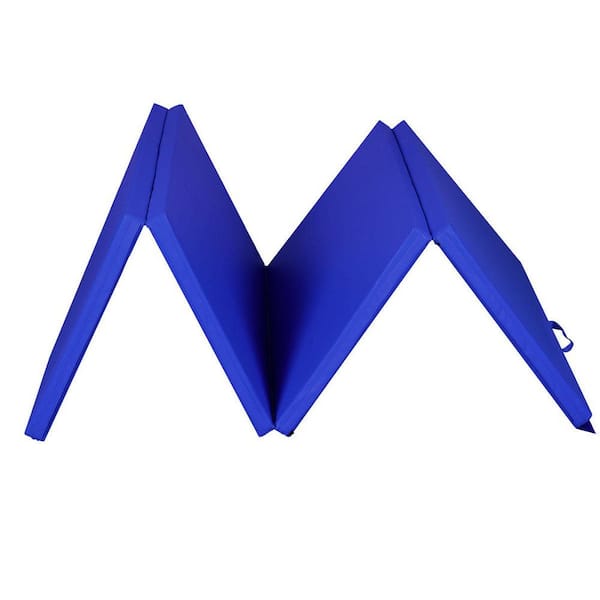 Blue 4 ft. x 8 ft. x 2 in. Folding Gymnastic Tumbling Mat Yoga Mat with Handles (32 sq. ft.)