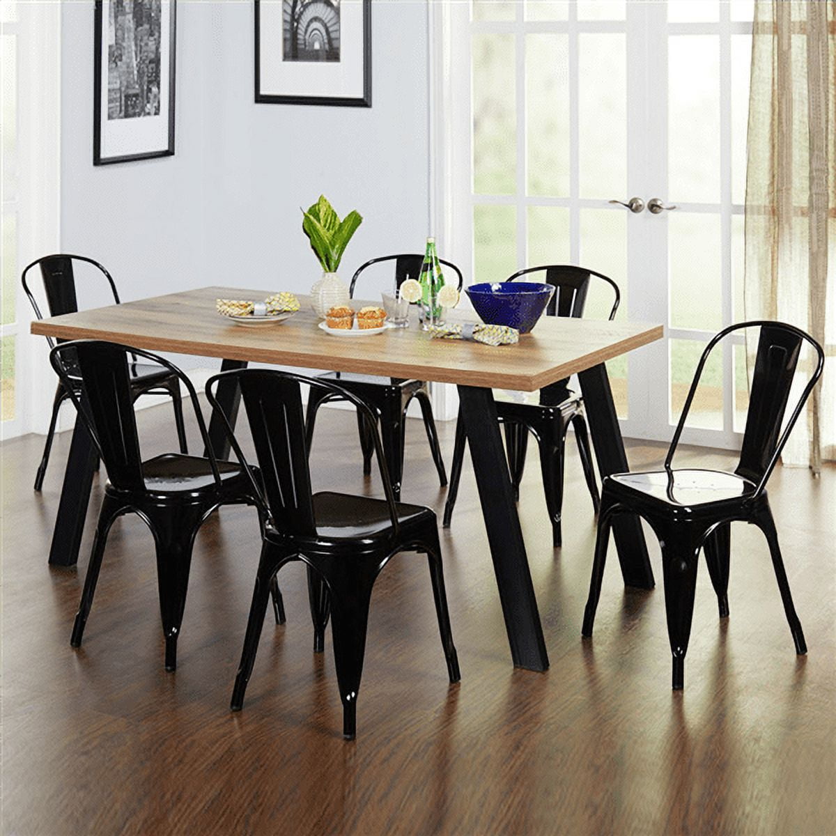 SMILE MART Dining Chair, Set of 4, Black