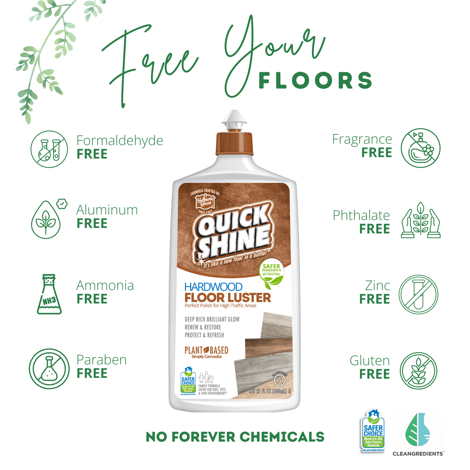 Quick Shine Liquid High Traffic Hardwood Floor Luster, 27 fl. oz., Household Floor Cleaner & Polish