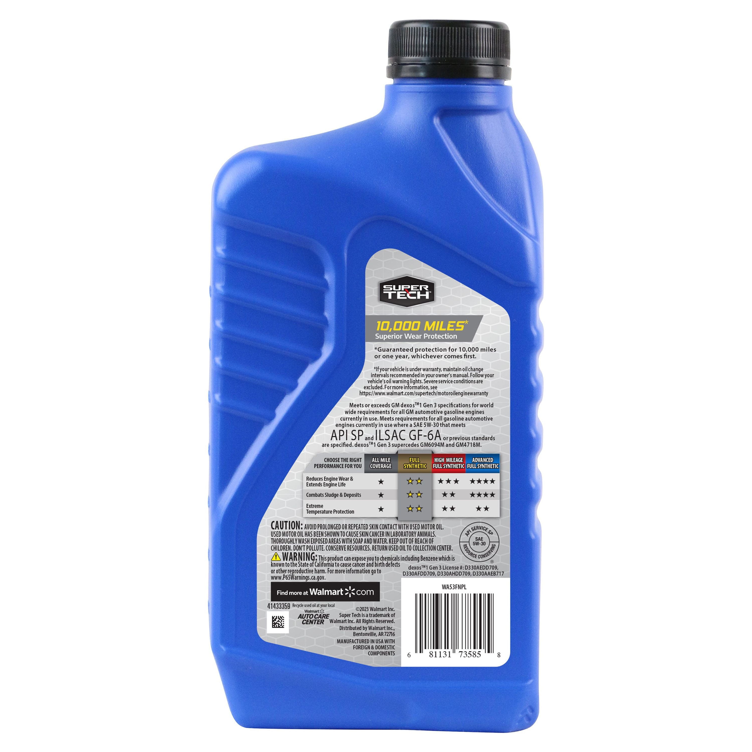 Super Tech Full Synthetic SAE 5W-30 Motor Oil, 1 Quart
