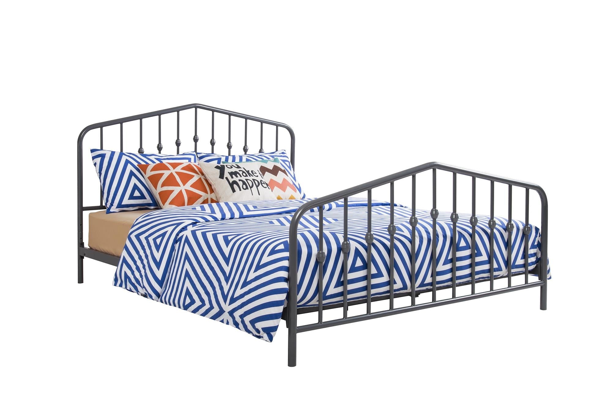 Novogratz Bushwick Metal Bed, Queen, Gunmetal Gray
