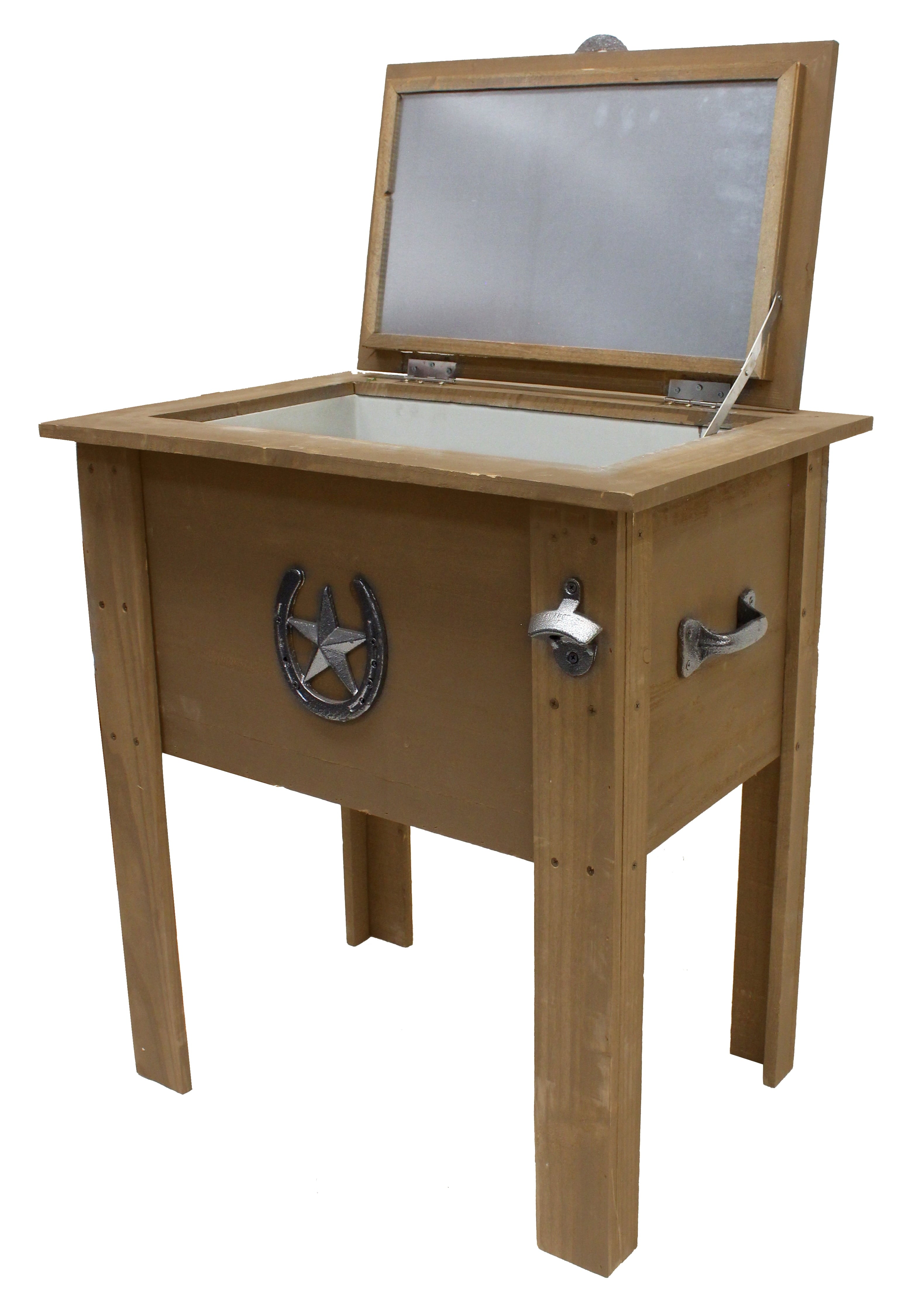 Leigh Country 54 Qt Wood Country Cooler Series Patio Cooler with Poly Liner - Brown