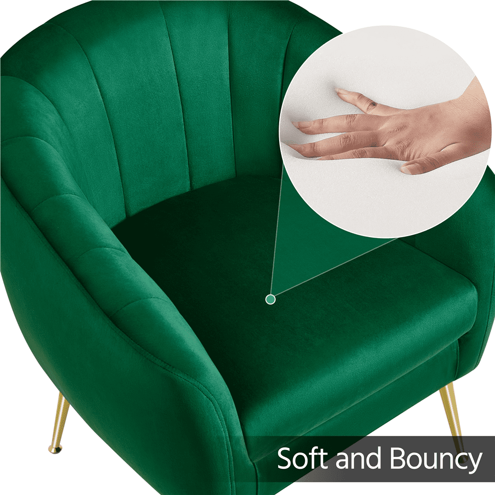 Alden Design Barrel Accent Chair with Gold Metal Legs, Green