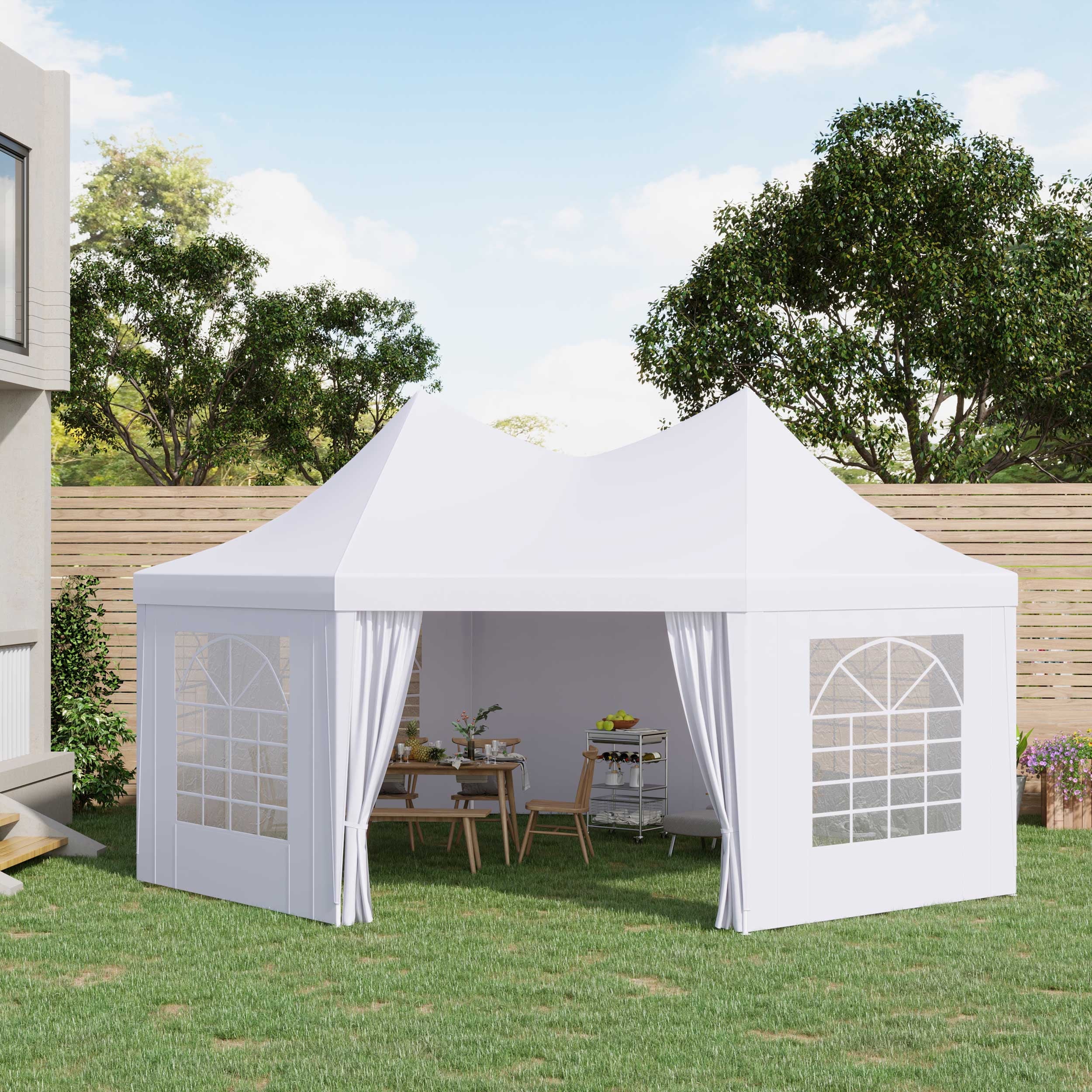Outsunny 22' x 16' Party Tent Canopy with 2 Doors, 8 Cathedral Windows