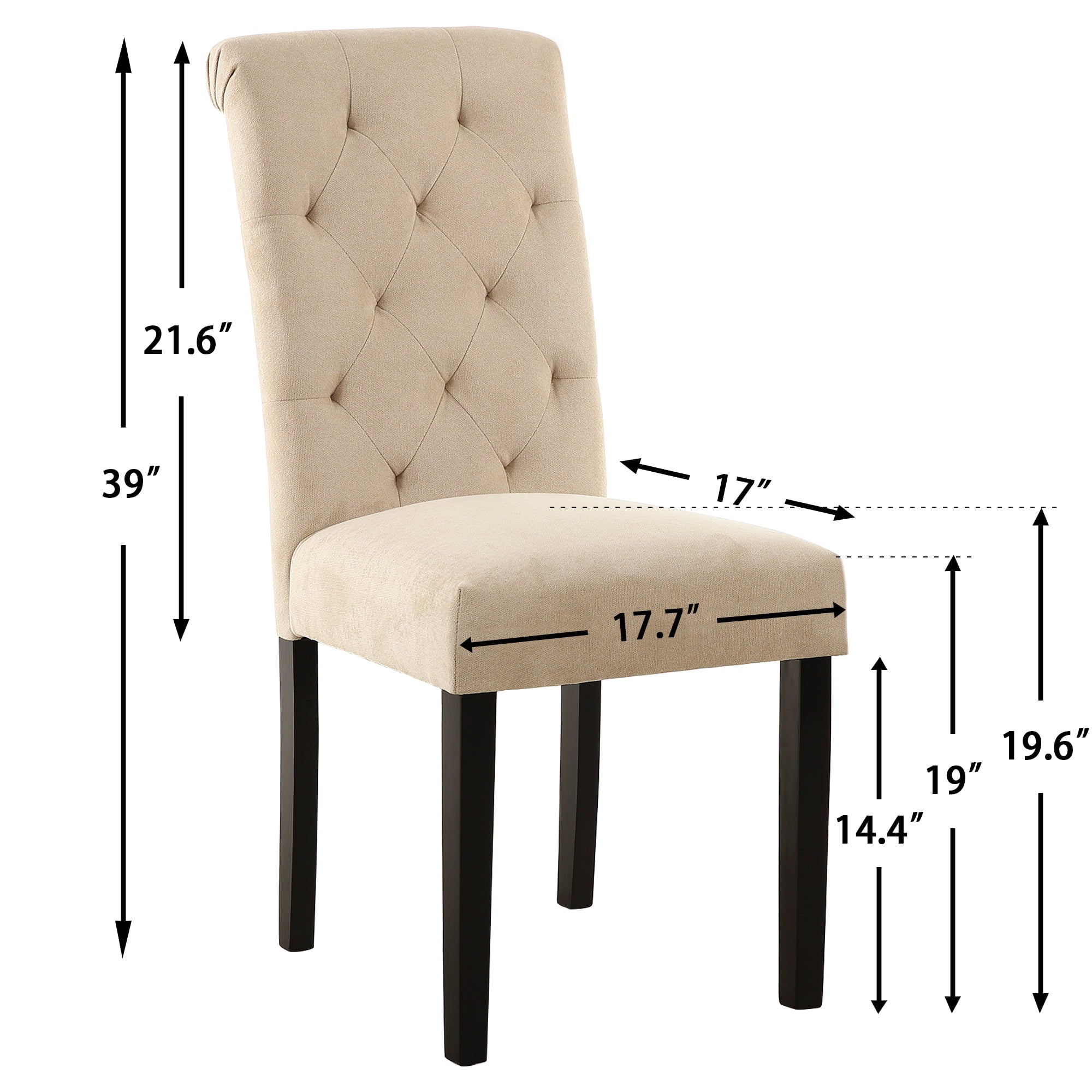 Parsons Fabric Upholstered Tufted Dining Chair, Beige, Set of 2