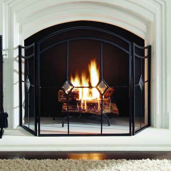 Diamond Espresso Steel 3-Panel Fireplace Screen