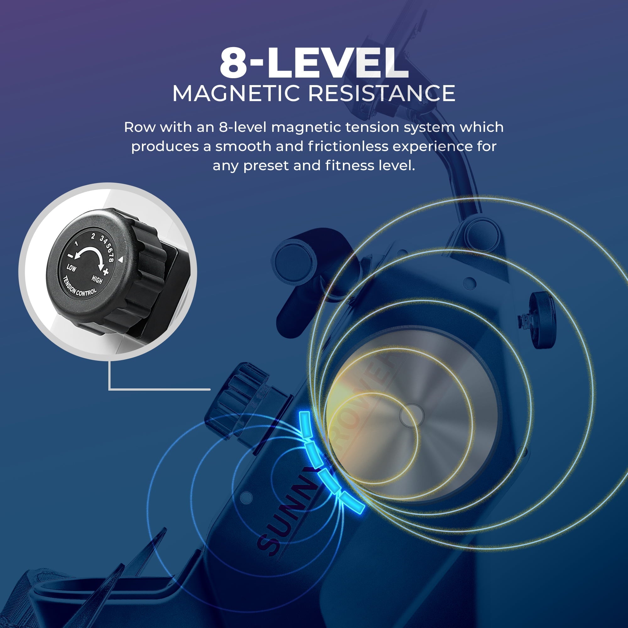 Sunny Health & Fitness SMART Compact Foldable Magnetic Rowing Machine with Bluetooth Connectivity - SF-RW521020