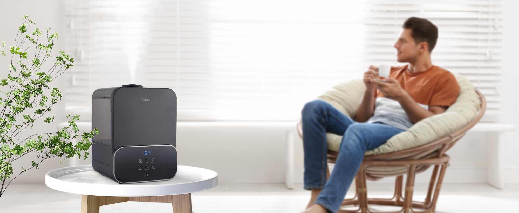 Midea 2-in-1 Warm/Cool Mist Humidifier, w/ WiFi, Black