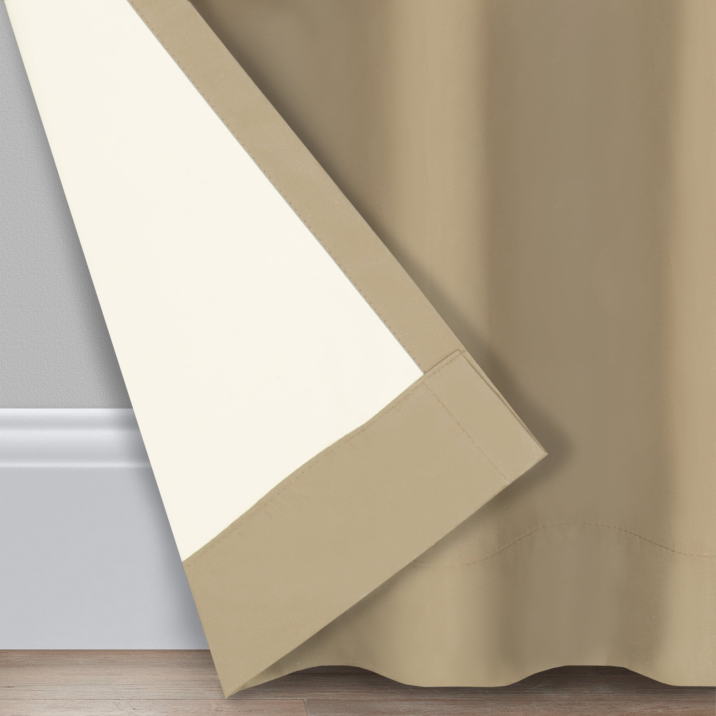 Eclipse Microfiber Energy-Efficient Solid Blackout Grommet Top Single Window Curtain Panel, Beige, 42 x 63