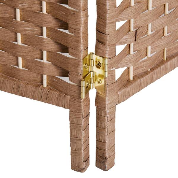 6 ft. Tall Wicker Weave 6 Panel Room Divider Privacy Screen - Natural