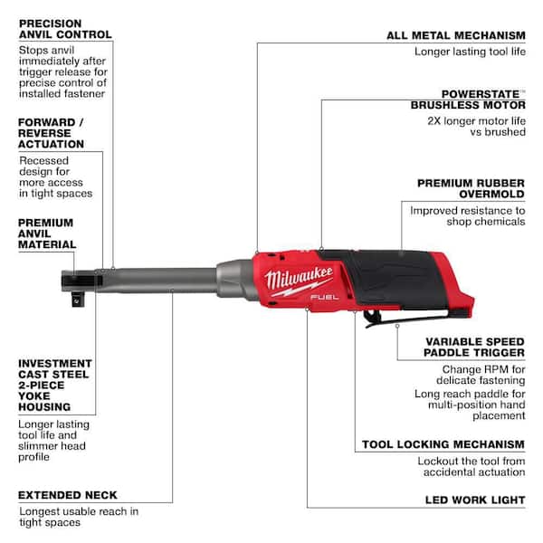M12 FUEL 12V Lithium-Ion Brushless Cordless 3/8 in. Extended Reach High Speed Ratchet (Tool Only)
