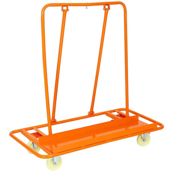 Heavy-Duty Orange Drywall Cart Sheet Cart Panel Dolly with 1600 lbs. Load Capacity, Casters with Brake
