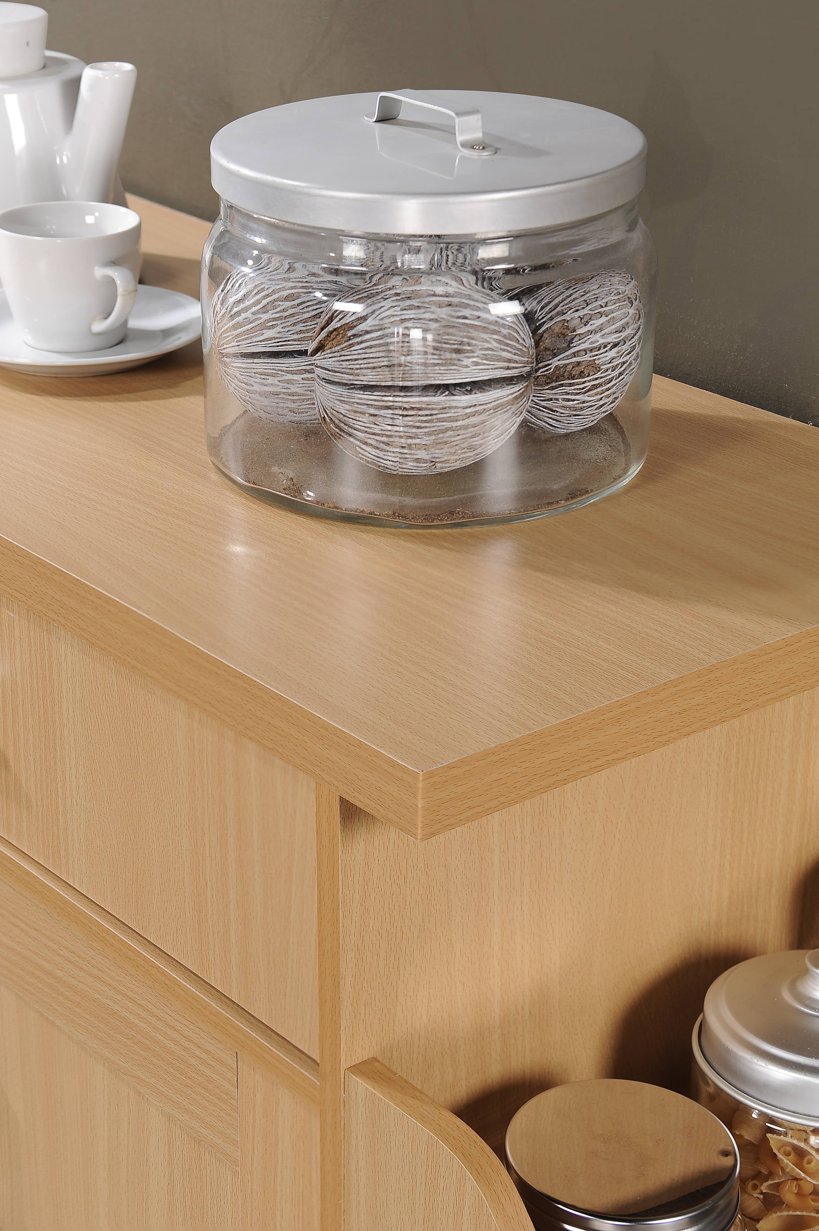 Hodedah Kitchen Cart with Spice Rack plus Towel Holder, Beech