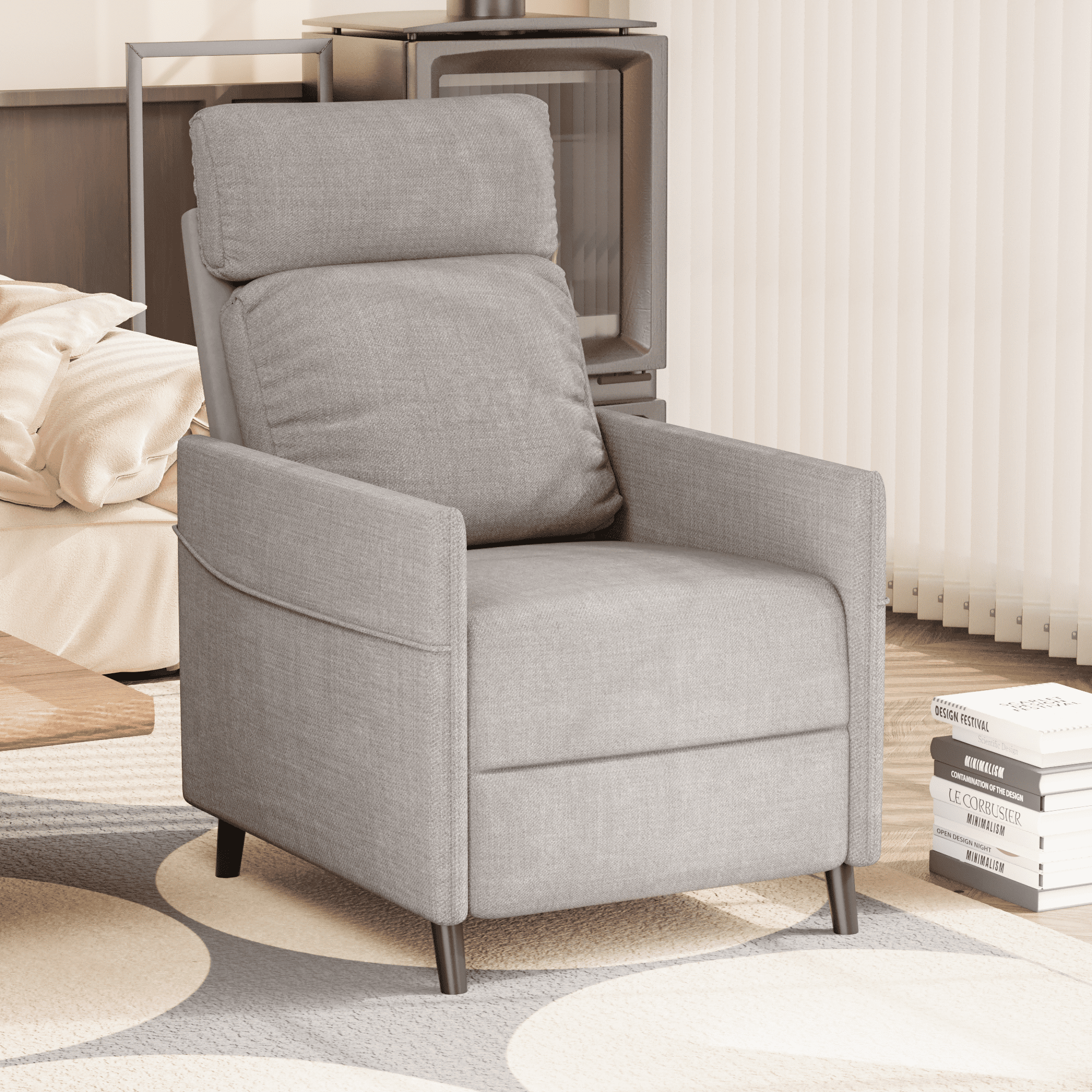 Homall Massage Recliner Home Single Sofa Chair Home Theatre Seating Living Room Sofa,Linen Grey