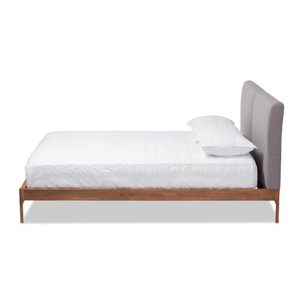 Aveneil Gray and Walnut Brown Queen Platform Bed