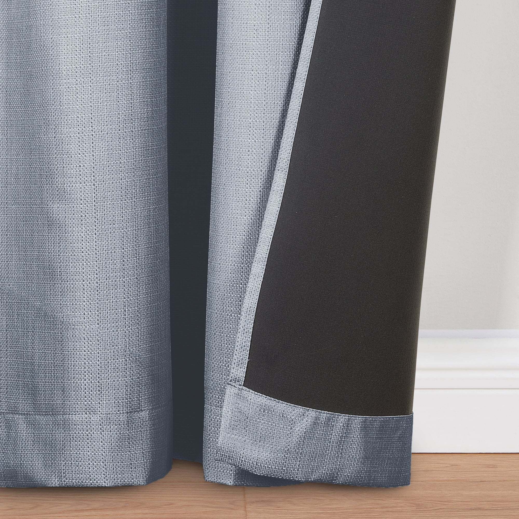 Ecologee Textured Total Blackout Curtains 2 Pack Panel Set - 100% Recycled, Navy, 40