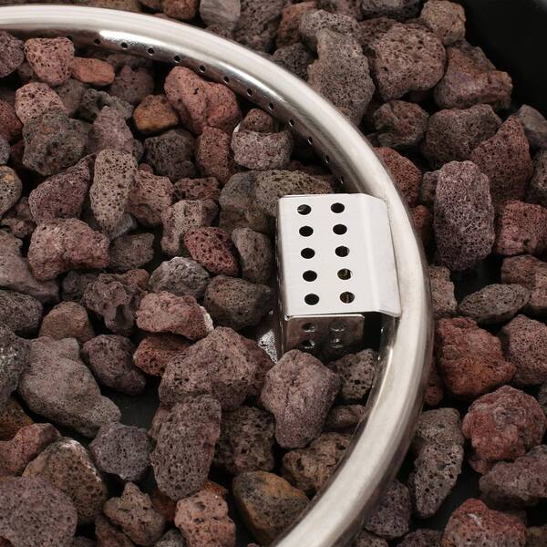 Delphine Light Gray and Black Circular Stone Fire Pit (No Tank Holder)