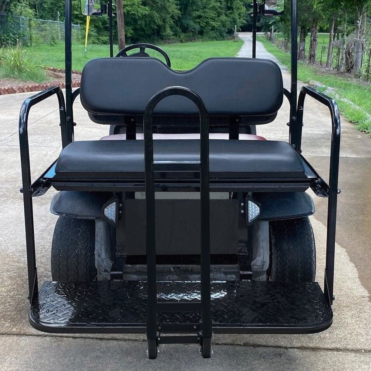 Kojem Black Flip Folding Rear Back Seat Kit & Safety Grab Bar Compatible with 1995-Up EZGO TXT Golf Cart