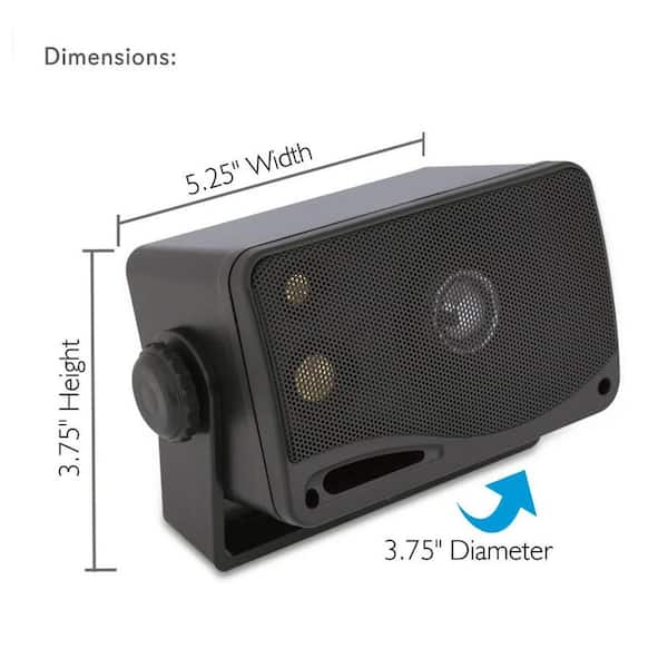 3.5 in. 3-Way Weatherproof Marine Audio Speakers, Black (2-Pair)