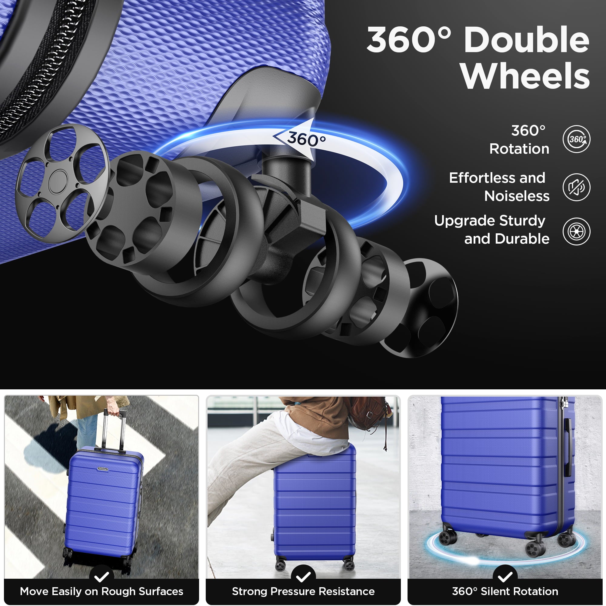 Famistar 4 PCS Hardshell Luggage Suitcase Set with 360° Double Spinner Wheels Integrated TSA Lock, 14” Travel Case, 20