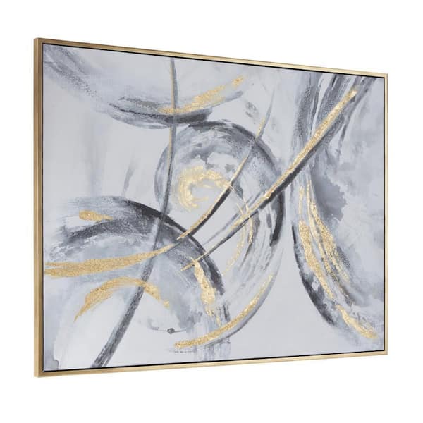 1- Panel Abstract Framed Wall Art with Gold Frame 48 in. x 66 in.