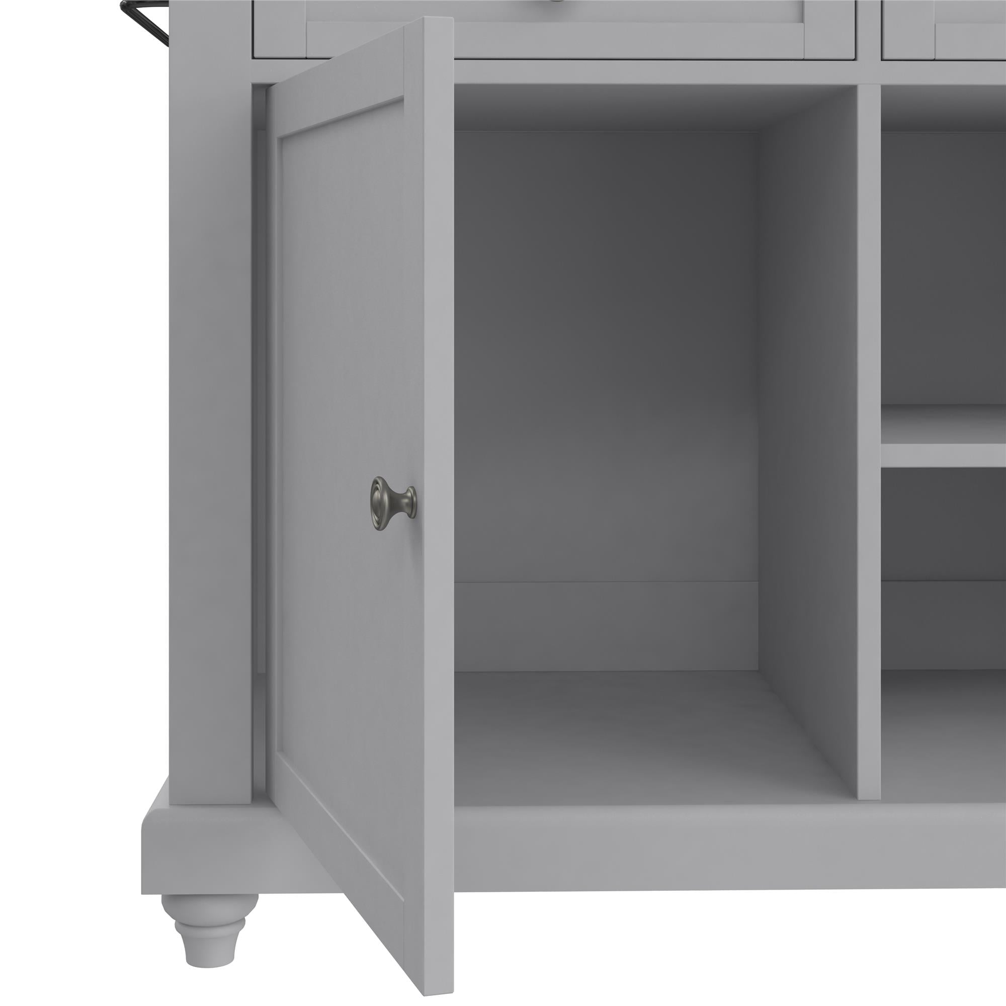 Kelsey Kitchen Island with 2 Stools and Drawers, Gray