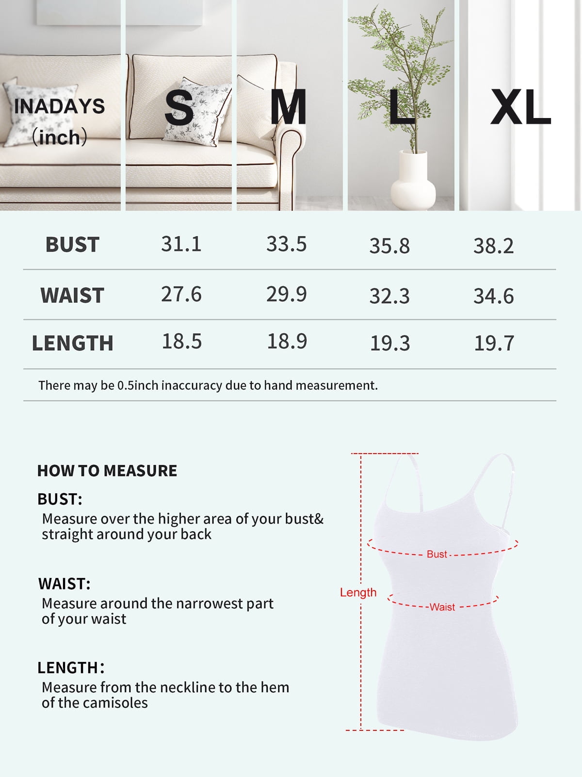 Inadays Tank Tops for Women Cami with Shelf Bra Tops Adjustable Spaghetti Strap Camisole with Built in Bra, Modal, Black and White (2 Packs), L