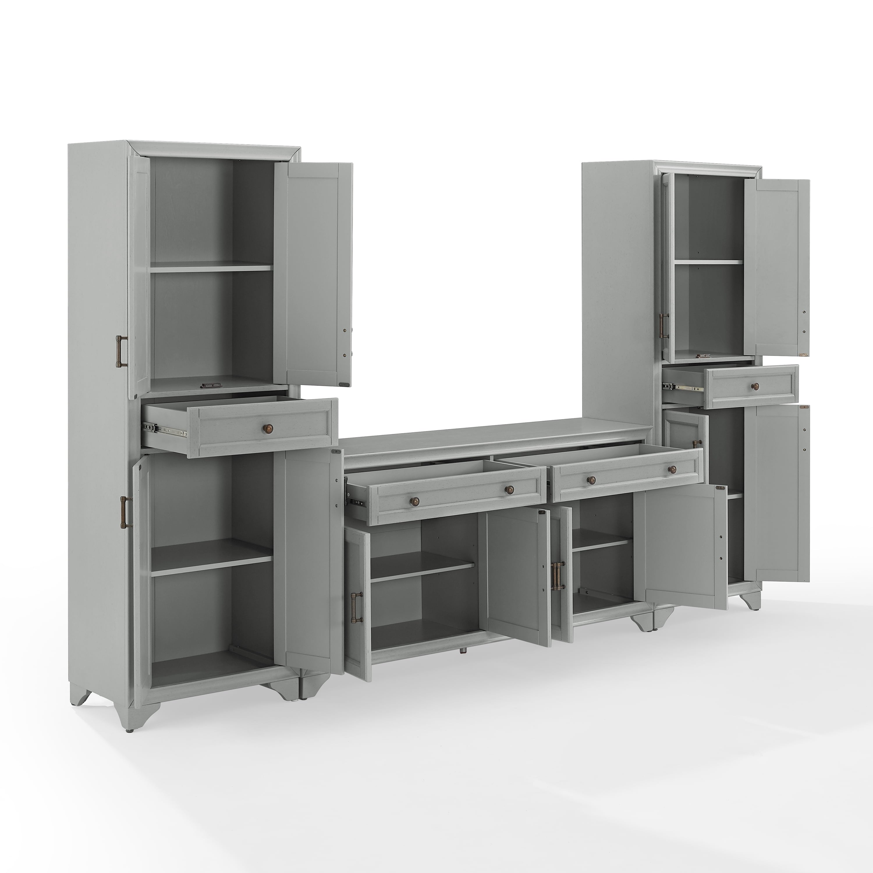 Crosley Tara 3 Piece Sideboard And Pantry Set