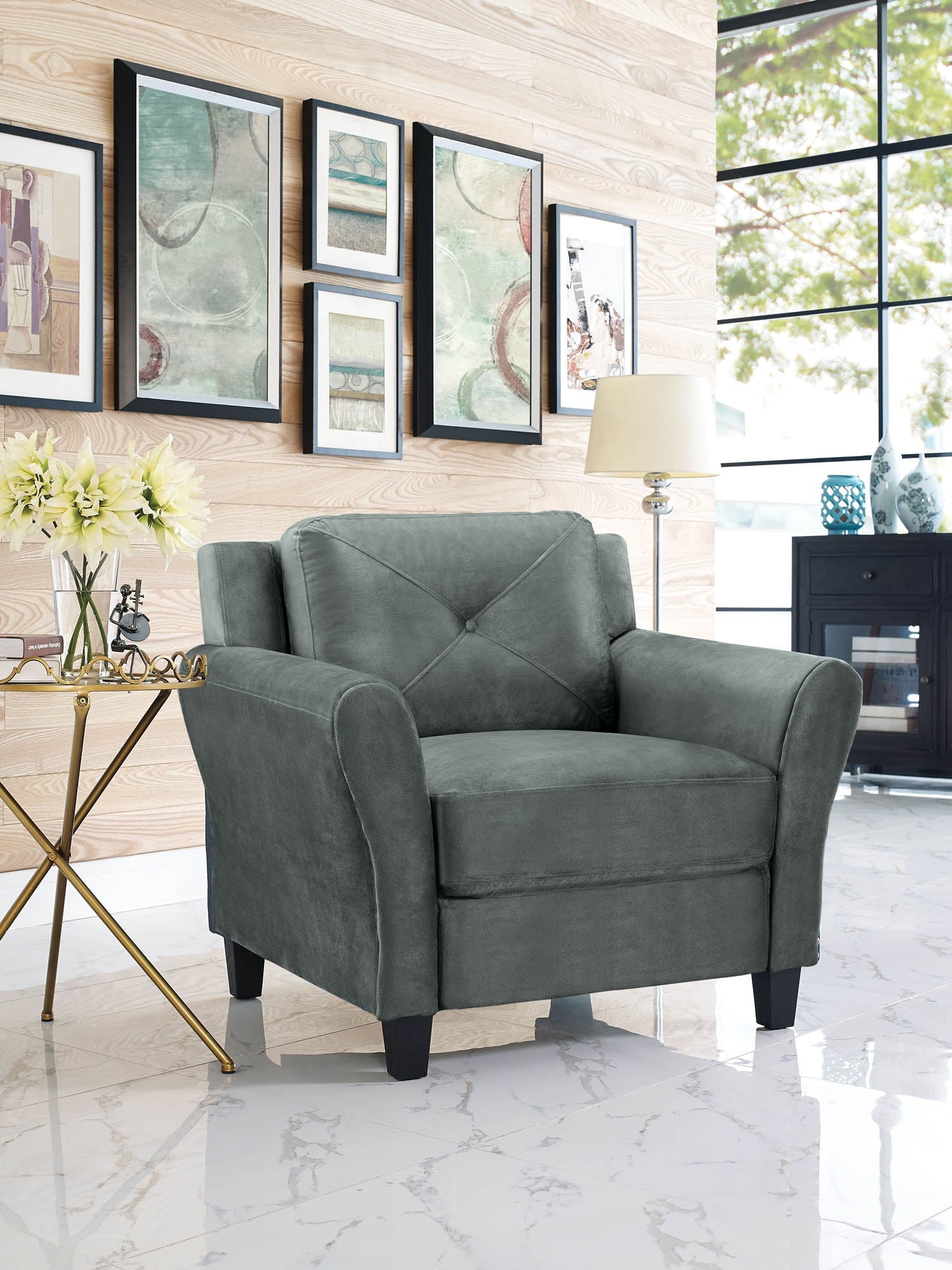 Lifestyle Solutions Taryn Club Chair, Dark Gray Fabric