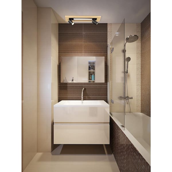 Torrestralle 2 ft. 2-Light Wood/Black Integrated LED Fixed Track Lighting Kit