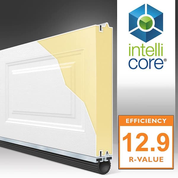 Classic Collection 16 ft. x 7 ft. 12.9 R-Value Intellicore Insulated Solid White Garage Door